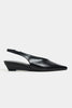 NINO Black Rustic Scuba Fabric Back Strap Pointed Toe Women’s Wedge Heels