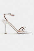 AVA PEARL SATIN CROSS-STRAP ANKLE TIE WOMEN’S HIGH HEELS