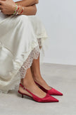 ROVIA Burgundy Satin Pointed-Toe Thin Heel Women's Shoes