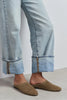 PALYA ROME BEIGE SUEDE STUDDED GENUINE LEATHER WOMEN’S FLAT SLIPPERS