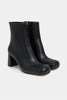 JUNO BLACK MATTE ZIPPERED THICK-HEELED CUFF-TOE WOMEN'S BOOTS