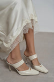 RANA Beige Rustic Patterned Ankle Strap Buckle Detail Women’s Heel Shoes