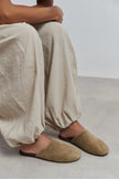 MODI ROME BEIGE SUEDE LEATHER WOMEN’S CLOSED SLIPPERS
