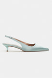 ROVIA Turquoise Satin Pointed-Toe Thin Heel Women's Shoes