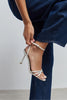 AVA PEARL SATIN CROSS-STRAP ANKLE TIE WOMEN’S HIGH HEELS