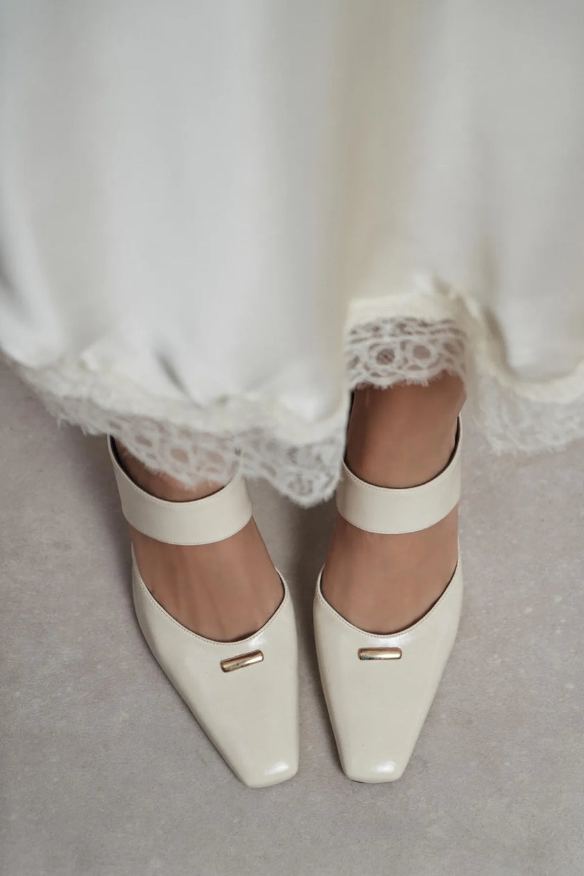 RANA Beige Rustic Patterned Ankle Strap Buckle Detail Women’s Heel Shoes