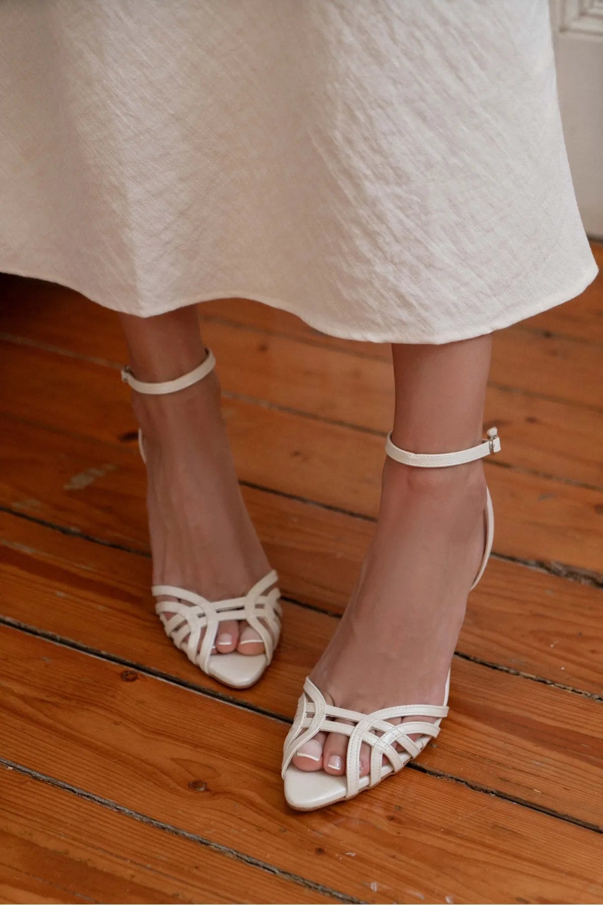 MERY Pearl Matte Ankle Strap Women’s Heel Sandals