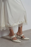 RANA Beige Rustic Patterned Ankle Strap Buckle Detail Women’s Heel Shoes