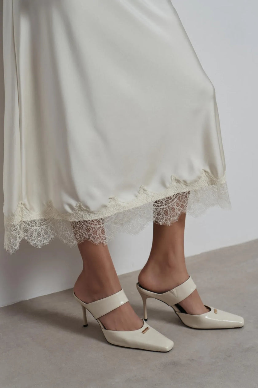 RANA Beige Rustic Patterned Ankle Strap Buckle Detail Women’s Heel Shoes