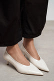 TINKY Beige Pointed Toe Women’s Low Heel Shoes