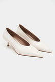 TINKY Beige Pointed Toe Women’s Low Heel Shoes