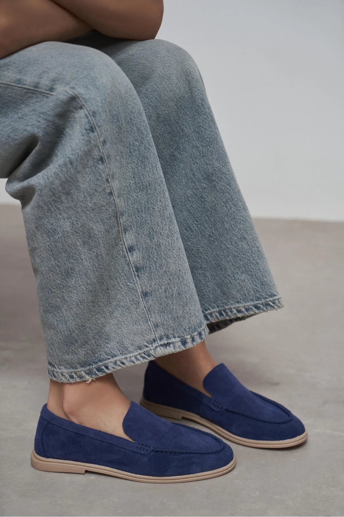 NADA Navy Blue Suede Genuine Leather Women’s Loafer