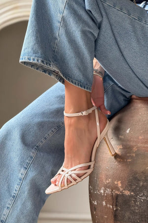 MERY Pearl Matte Ankle Strap Women’s Heel Sandals