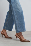 MEHRU Tan Patent Buckle Detail Pointed Toe Women’s Heels