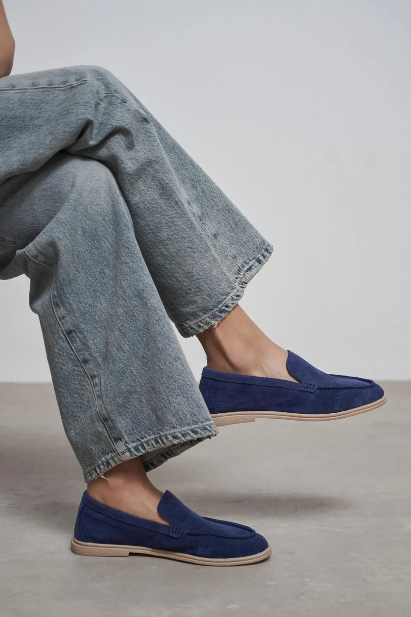NADA Navy Blue Suede Genuine Leather Women’s Loafer