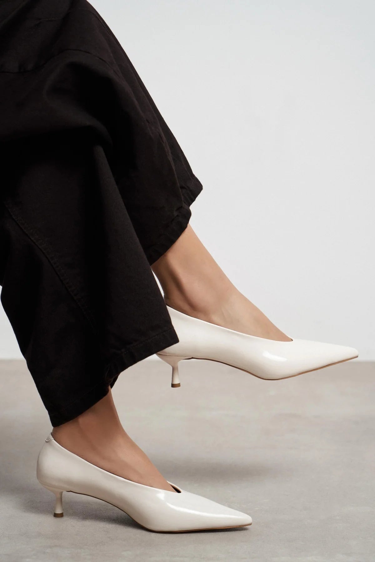 TINKY Beige Pointed Toe Women’s Low Heel Shoes