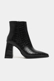 JUANİTA BLACK PATTERNED ZIPPER DETAIL WOMEN'S HIGH-HEEL BOOTS