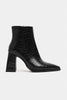 JUANİTA BLACK PATTERNED ZIPPER DETAIL WOMEN'S HIGH-HEEL BOOTS
