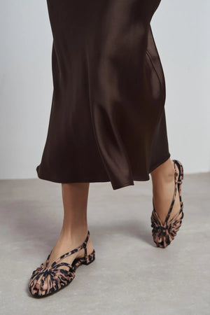 LENY Leopard Satin Trim Detail Women’s Sandal Ballet Flats
