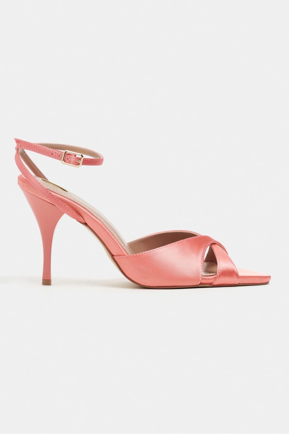 MONICA Salmon Satin Ankle Strap Detail Women’s Stiletto Heels