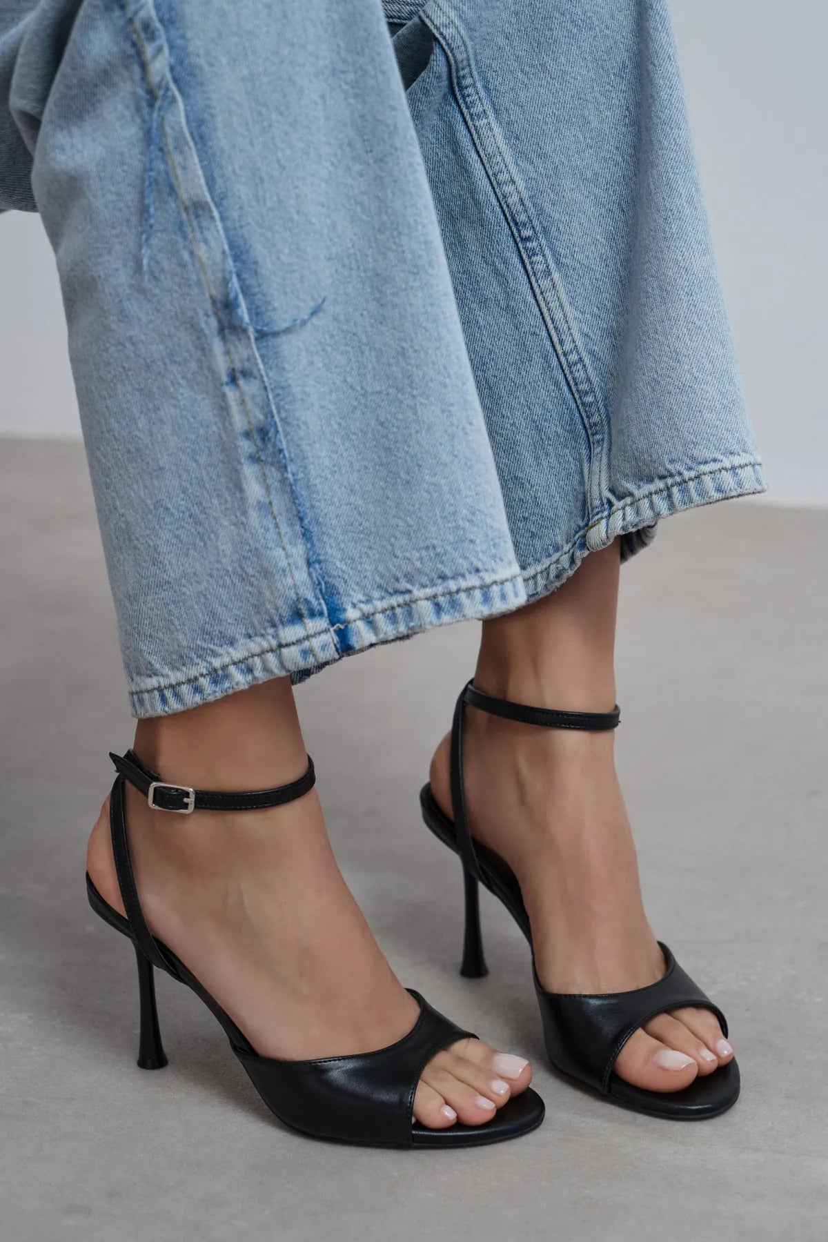 CHARMS Black Matte Ankle Strap Detail Women’s High Heels