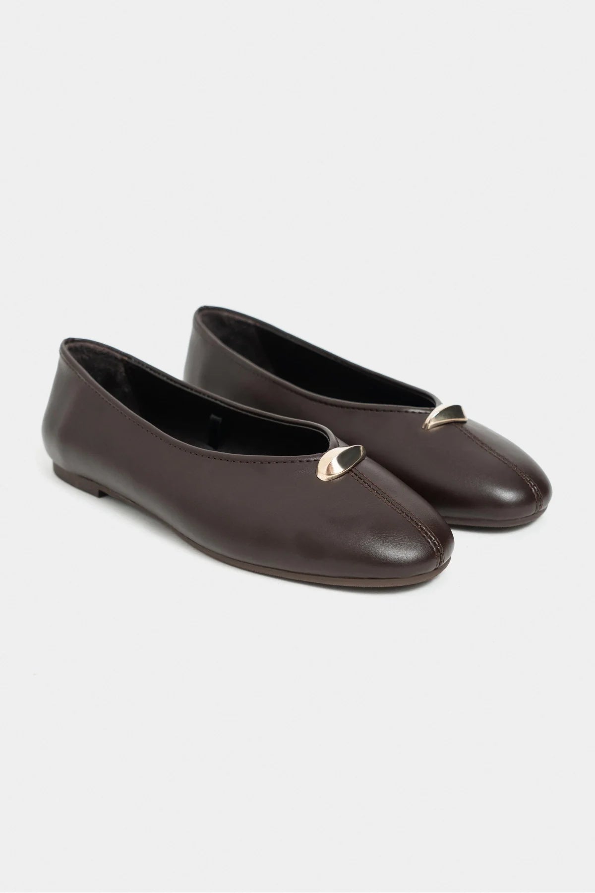 ASHY Coffee Matte Flat Women’s Ballet Shoes