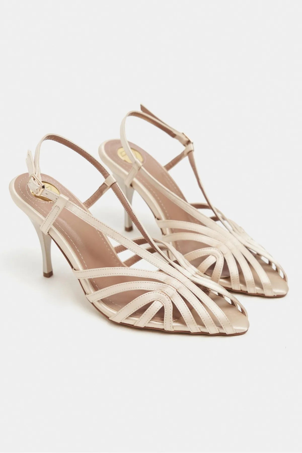 ERYU Beige Satin Peep Toe Cage Detail Women’s Heeled Shoes | FOOTWEAR | Heels | Lebbse ERYU Beige Satin Peep Toe Cage Detail Women’s Heeled Shoes | FOOTWEAR | Heels | Lebbse