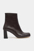 JUNO BROWN MATTE ZIPPERED THICK-HEELED CUFF-TOE WOMEN'S BOOTS