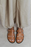 SPIRIT Tan Matte Buckle Detail Flat Women’s Slippers