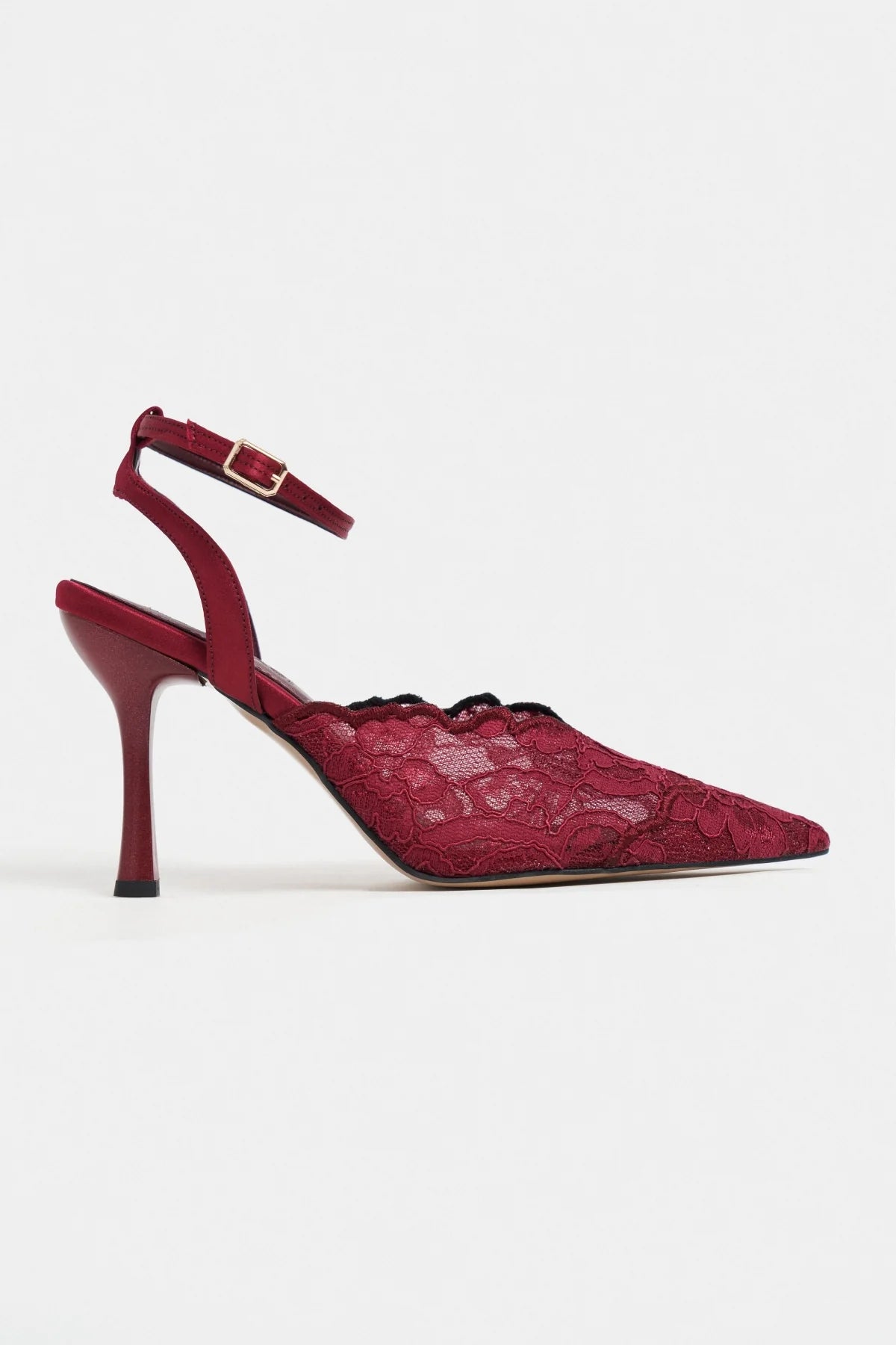AVENY Burgundy Lace Embroidered Back Strap Women’s Heel Shoes - Pre order | FOOTWEAR | Heels | Lebbse AVENY Burgundy Lace Embroidered Back Strap Women’s Heel Shoes - Pre order | FOOTWEAR | Heels | Lebbse