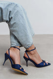 MONICA Navy Satin Ankle Strap Detail Women’s Stiletto Heels
