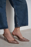 SARA Nude Mesh Beaded Detail Pointed Toe Women’s Heel Shoes