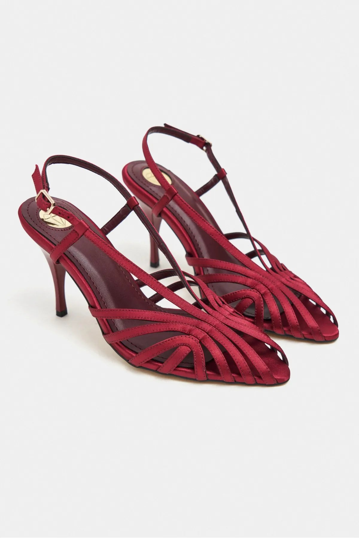 ERYU Burgundy Satin Peep Toe Cage Detail Women’s Heeled Shoes | FOOTWEAR | Heels | Lebbse ERYU Burgundy Satin Peep Toe Cage Detail Women’s Heeled Shoes | FOOTWEAR | Heels | Lebbse