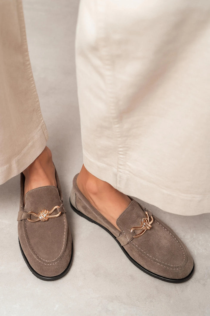 ABEL ROME BEIGE BUCKLE-DETAILED FLAT-SOLE WOMEN'S LOAFER SHOES