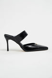 RANA Black Rustic Patterned Ankle Strap Buckle Detail Women’s Heel Shoes
