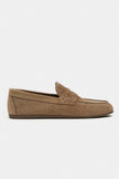 JERY ROME Beige Suede Leather Women’s Loafer Shoes
