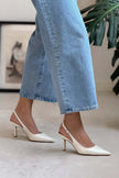 MENDY PEARL MATTE BELT DETAIL POINTED TOE WOMEN'S HEEL SHOES