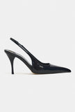 MEHRU Black Patent Buckle Detail Pointed Toe Women’s Heels