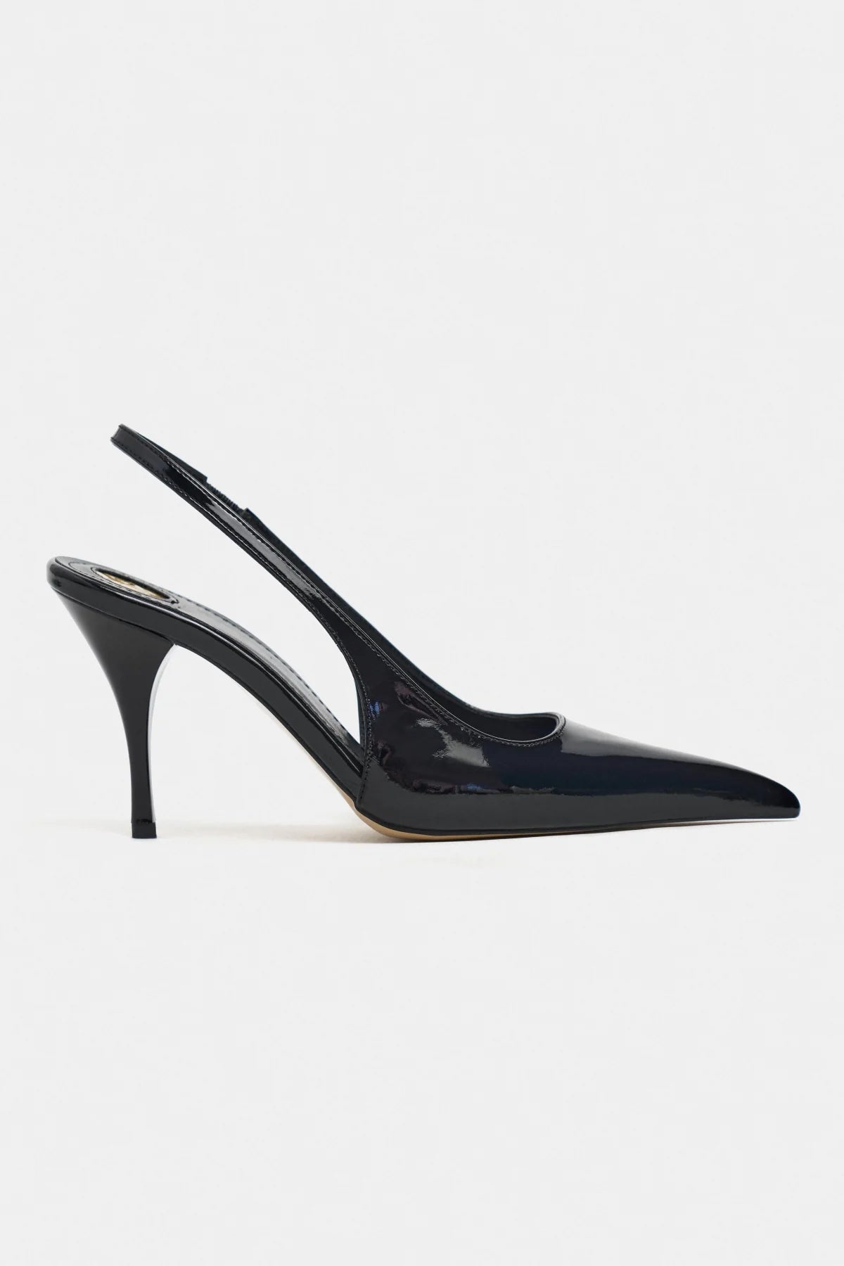 MEHRU Black Patent Buckle Detail Pointed Toe Women’s Heels