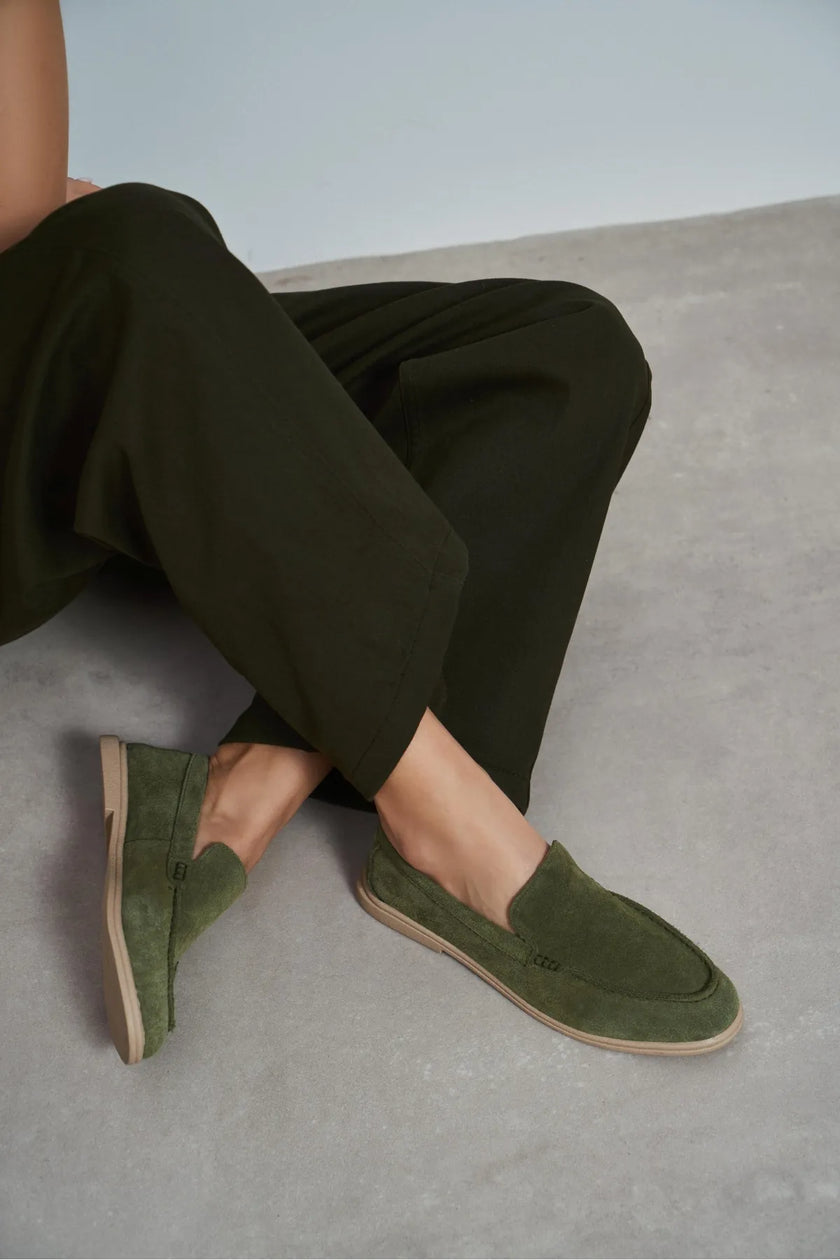 NADA Khaki Suede Genuine Leather Women’s Loafer