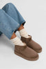 MINI DARK BEIGE SUEDE THICK-SOLED WOMEN'S BOOTS WITH FUR-LINING