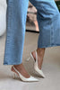 MENDY PEARL MATTE BELT DETAIL POINTED TOE WOMEN'S HEEL SHOES