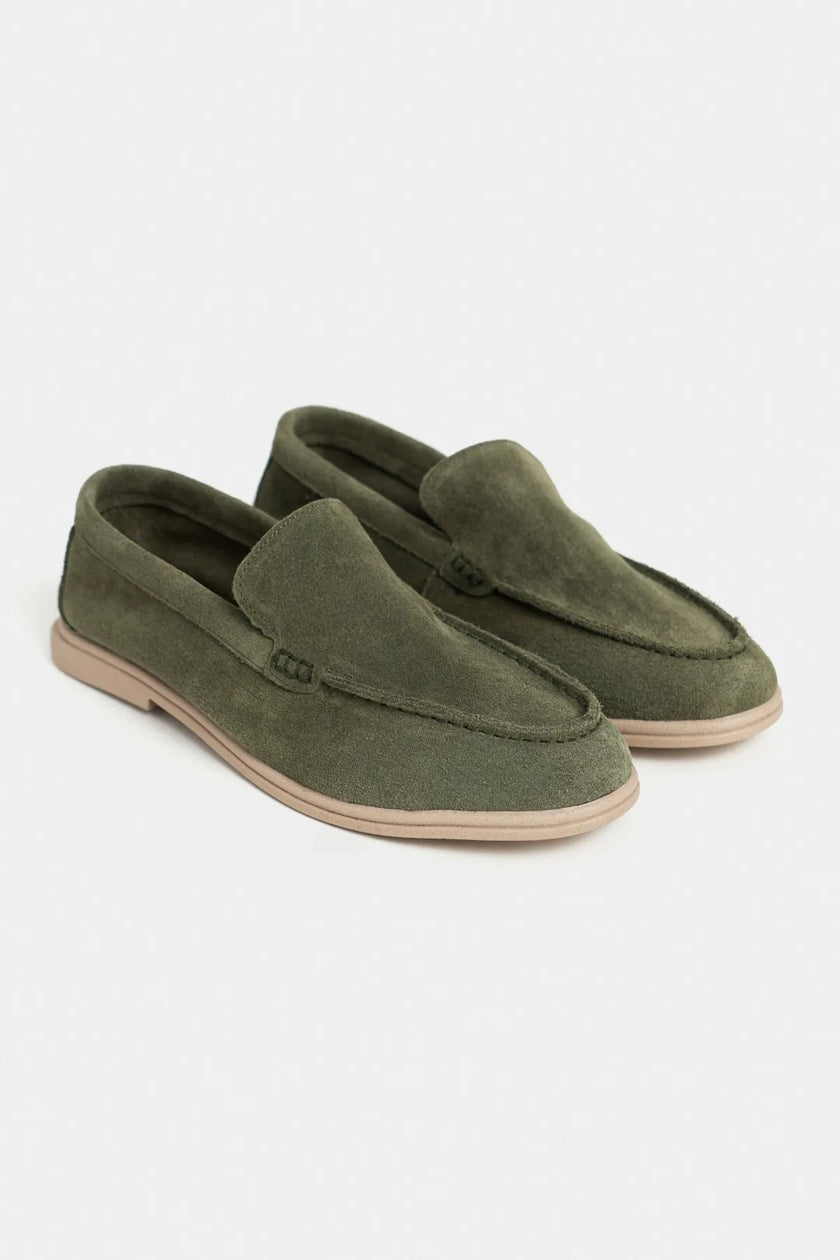 NADA Khaki Suede Genuine Leather Women’s Loafer
