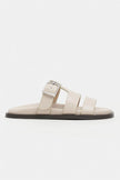 SPIRIT Beige Matte Buckle Detail Flat Women’s Slippers