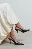 MEHRU Black Patent Buckle Detail Pointed Toe Women’s Heels