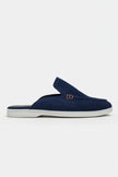 LETTY Navy Blue Suede Leather Flat Women’s Loafer Slippers