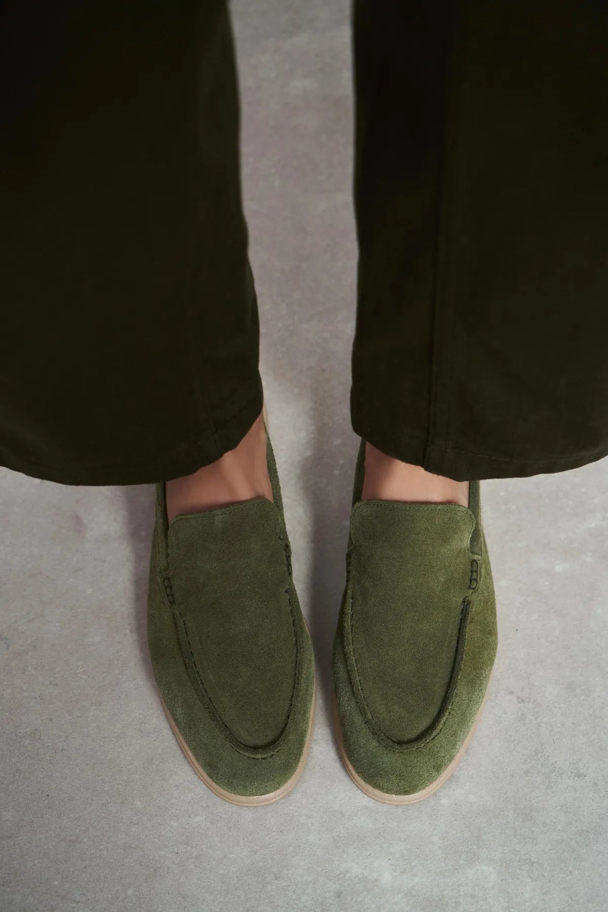 NADA Khaki Suede Genuine Leather Women’s Loafer