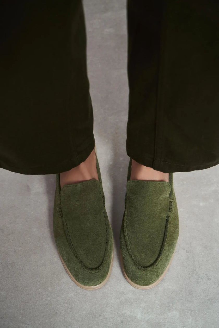 NADA Khaki Suede Genuine Leather Women’s Loafer