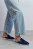 LETTY Navy Blue Suede Leather Flat Women’s Loafer Slippers