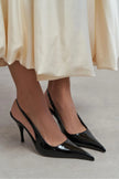 MEHRU Black Patent Buckle Detail Pointed Toe Women’s Heels